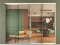 Перегородка Formato внутри проёма 4 створки с синхронным механизмом