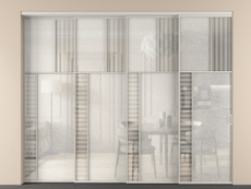 Перегородка Mosaic внутри проёма 4 створки с синхронным механизмом