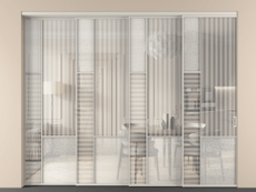 Перегородка Mosaic внутри проёма 4 створки с синхронным механизмом