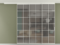 Перегородка Формато вдоль стены на потолок 3 створки с синхронным механизмом