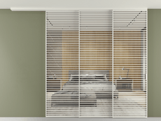 Перегородка Formato вдоль стены на потолок 3 створки с синхронным механизмом