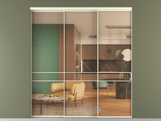 Перегородка Formato внутри проёма 3 створки с синхронным механизмом