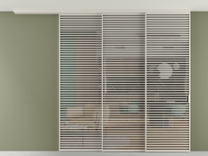 Перегородка Формато вдоль стены на потолок 3 створки с синхронным механизмом