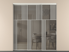 Перегородка Мозаик внутри проёма 3 створки с синхронным механизмом