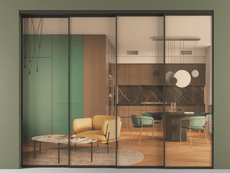 Перегородка Formato внутри проёма 4 створки с синхронным механизмом