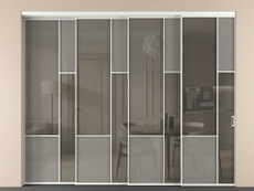 Перегородка Mosaic внутри проёма 4 створки с синхронным механизмом