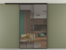 Перегородка Formato вдоль стены на потолок 2 створки с синхронным механизмом