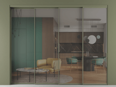 Перегородка Formato внутри проёма 4 створки с синхронным механизмом