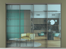 Перегородка Formato внутри проёма 4 створки с синхронным механизмом