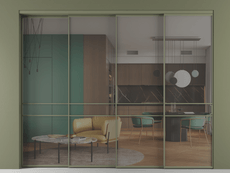 Перегородка Formato внутри проёма 4 створки с синхронным механизмом