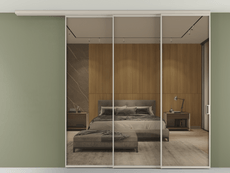 Перегородка Формато вдоль стены на потолок 3 створки с синхронным механизмом