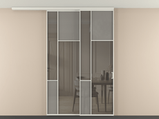 Перегородка Мозаик вдоль стены на потолок 2 створки с синхронным механизмом