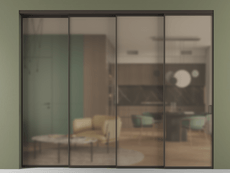 Перегородка Formato внутри проёма 4 створки с синхронным механизмом