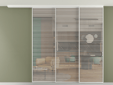 Перегородка Formato вдоль стены на потолок 3 створки с синхронным механизмом