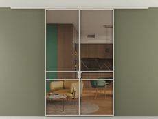 Перегородка Formato вдоль стены на потолок 2 створки