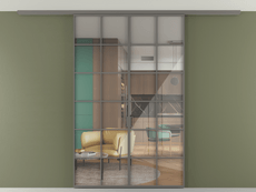 Перегородка Формато вдоль стены на потолок 2 створки