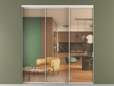 Перегородка Formato внутри проёма 3 створки с синхронным механизмом