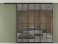 Перегородка Формато вдоль стены на потолок 3 створки с синхронным механизмом