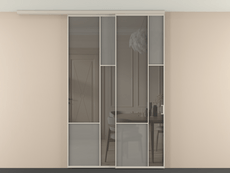 Перегородка Мозаик вдоль стены на потолок 2 створки с синхронным механизмом