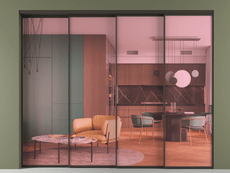 Перегородка Formato внутри проёма 4 створки с синхронным механизмом