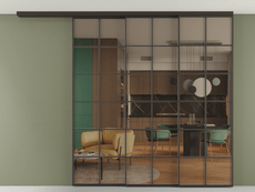 Перегородка Формато вдоль стены на потолок 3 створки с синхронным механизмом