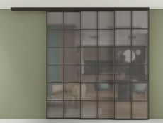 Перегородка Formato вдоль стены на потолок 3 створки с синхронным механизмом