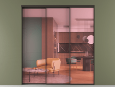 Перегородка Formato внутри проёма 3 створки с синхронным механизмом