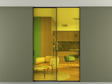 Перегородка Formato внутри проёма скрытое крепление в потолок 2 створки