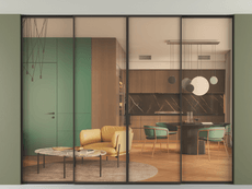 Перегородка Formato внутри проёма скрытое крепление в потолок 4 створки