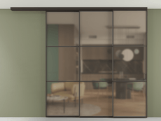 Перегородка Формато вдоль стены на потолок 3 створки с синхронным механизмом