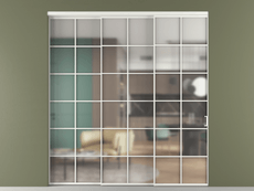 Перегородка Formato внутри проёма 3 створки с синхронным механизмом