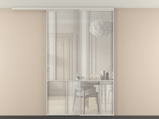 Перегородка Mosaic вдоль стены на потолок 2 створки с синхронным механизмом