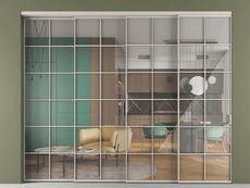 Перегородка Formato внутри проёма 4 створки с синхронным механизмом