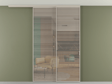 Перегородка Formato вдоль стены на потолок 2 створки с синхронным механизмом