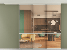 Перегородка Формато вдоль стены на потолок 3 створки с синхронным механизмом