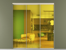 Перегородка Formato внутри проёма 3 створки с синхронным механизмом