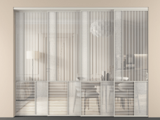 Перегородка Mosaic внутри проёма 4 створки с синхронным механизмом