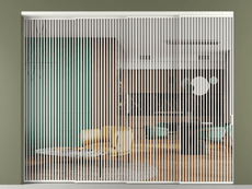 Перегородка Formato внутри проёма 4 створки с синхронным механизмом