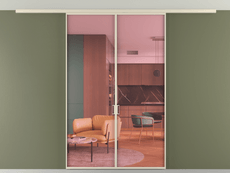 Перегородка Formato вдоль стены на потолок двустворчатая