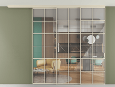 Перегородка Formato вдоль стены на потолок 3 створки с синхронным механизмом