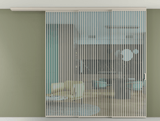 Перегородка Formato вдоль стены на потолок 3 створки с синхронным механизмом