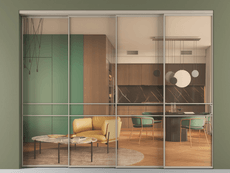 Перегородка Formato внутри проёма 4 створки с синхронным механизмом