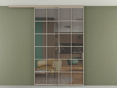 Перегородка Формато вдоль стены на потолок 2 створки с синхронным механизмом