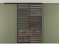 Перегородка Формато вдоль стены на потолок 2 створки с синхронным механизмом