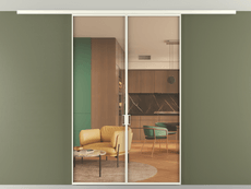 Перегородка Формато вдоль стены на потолок 2 створки