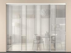 Перегородка Mosaic внутри проёма 4 створки с синхронным механизмом