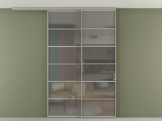 Перегородка Формато вдоль стены на потолок 2 створки с синхронным механизмом