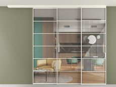 Перегородка Формато вдоль стены на потолок 3 створки с синхронным механизмом