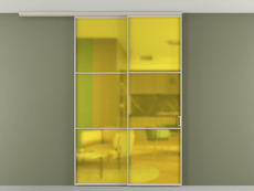 Перегородка Формато вдоль стены на потолок 2 створки с синхронным механизмом