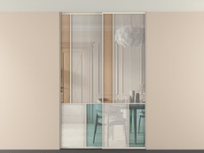 Перегородка Mosaic внутри проёма двустворчатая со скрытым креплением в потолок